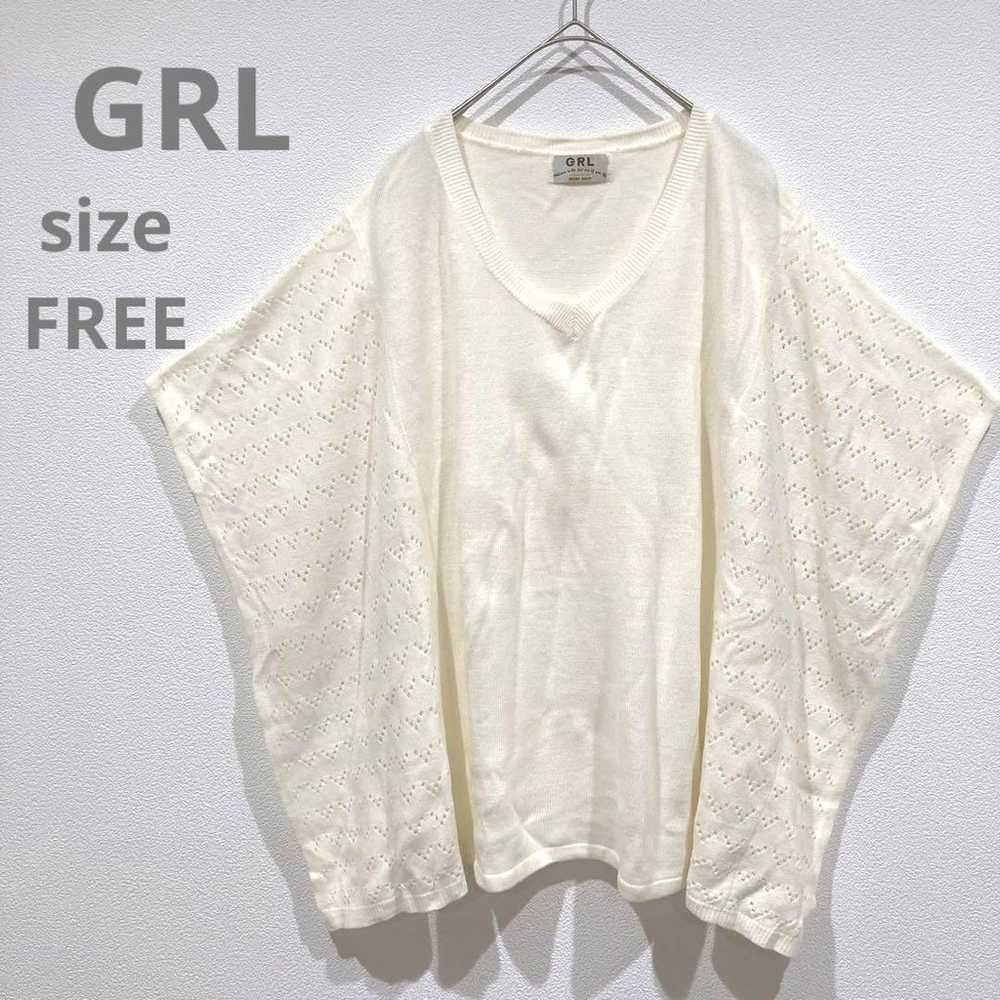 【GRL】Grail Half-sleeve Shirt Knit Ivory White V-n… - image 1