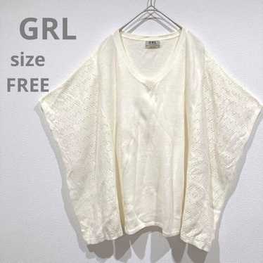 【GRL】Grail Half-sleeve Shirt Knit Ivory White V-n… - image 1