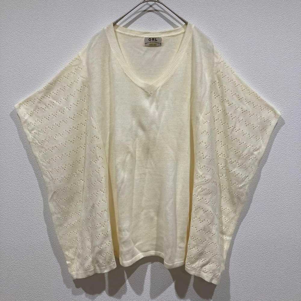 【GRL】Grail Half-sleeve Shirt Knit Ivory White V-n… - image 2