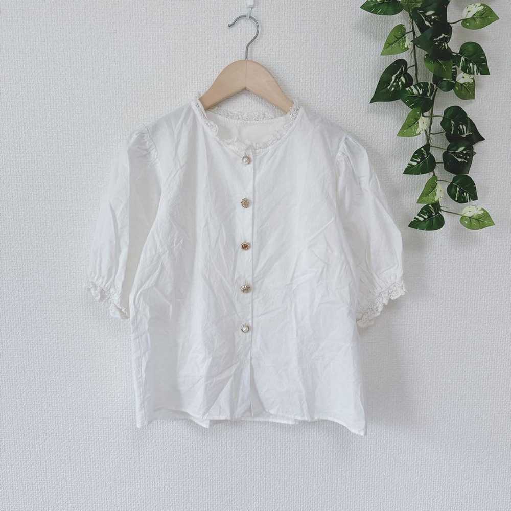 【Nice Clap】Short Sleeve Shirt Blouse Puff Sleeve … - image 1