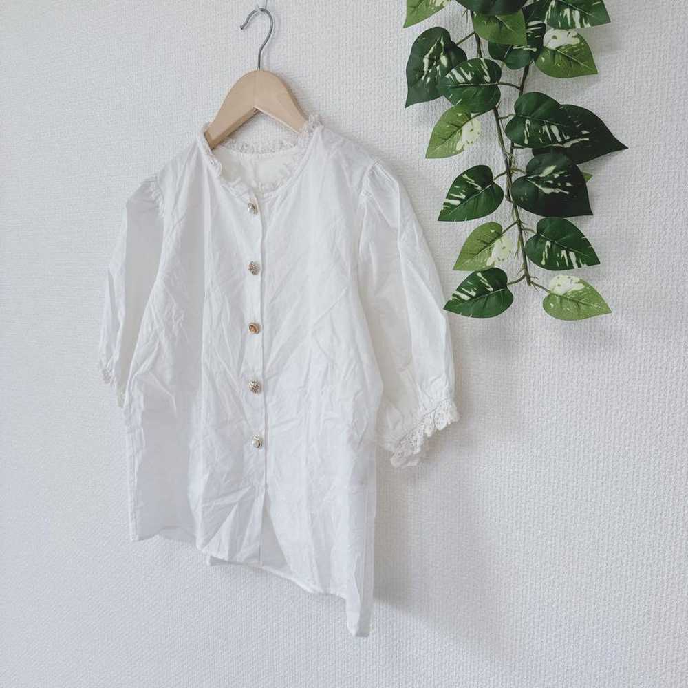 【Nice Clap】Short Sleeve Shirt Blouse Puff Sleeve … - image 3