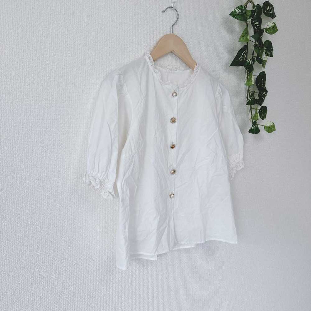 【Nice Clap】Short Sleeve Shirt Blouse Puff Sleeve … - image 4