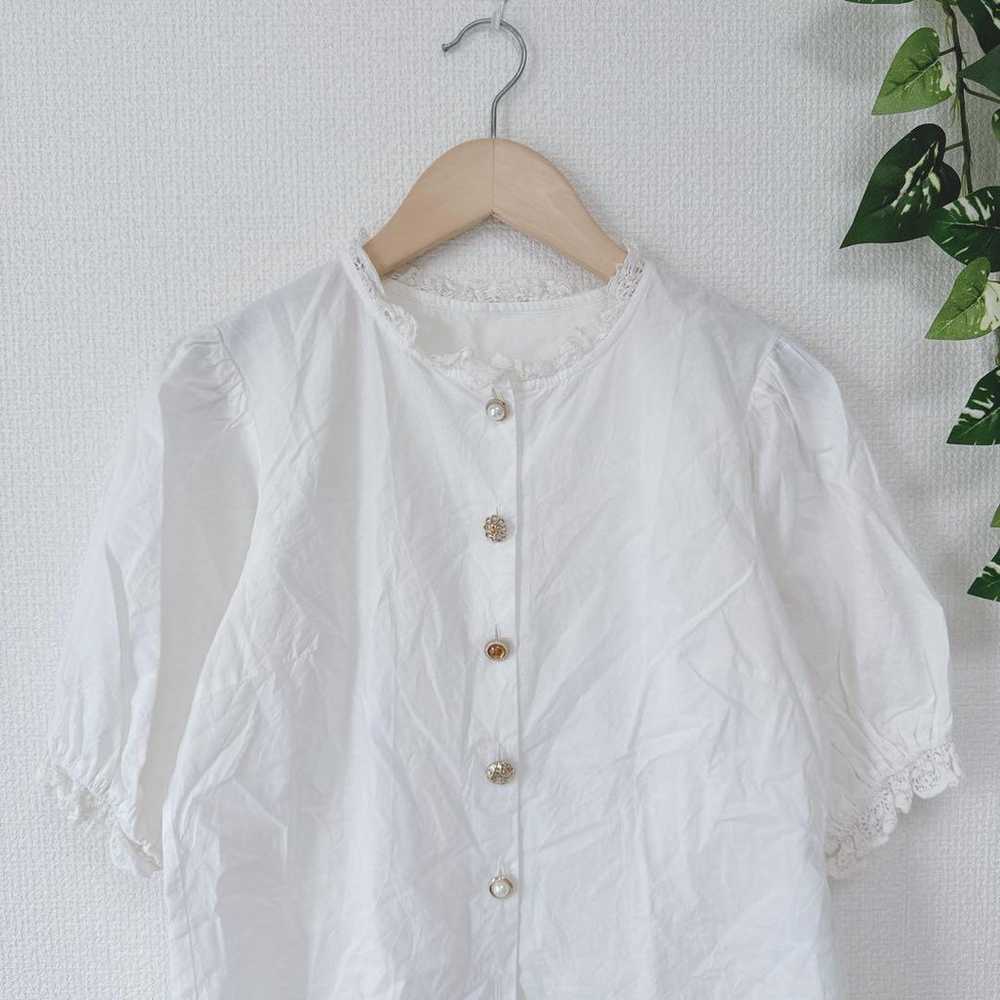 【Nice Clap】Short Sleeve Shirt Blouse Puff Sleeve … - image 5