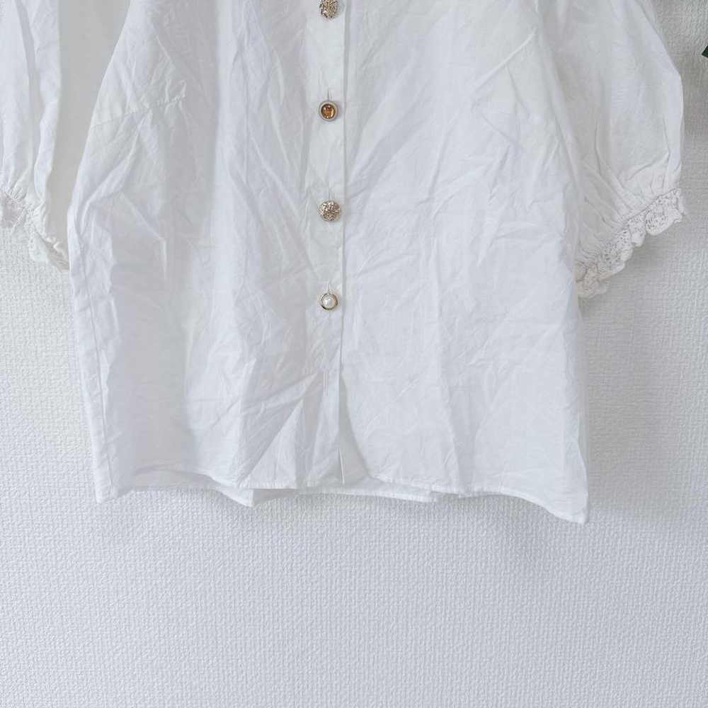 【Nice Clap】Short Sleeve Shirt Blouse Puff Sleeve … - image 6