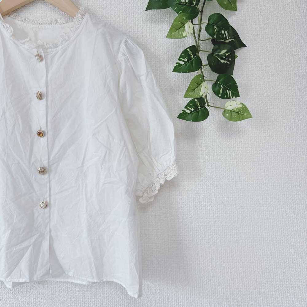 【Nice Clap】Short Sleeve Shirt Blouse Puff Sleeve … - image 7