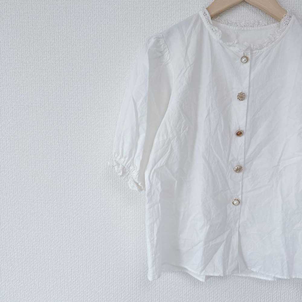 【Nice Clap】Short Sleeve Shirt Blouse Puff Sleeve … - image 8