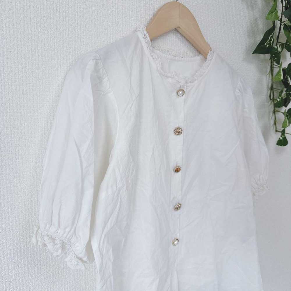 【Nice Clap】Short Sleeve Shirt Blouse Puff Sleeve … - image 9