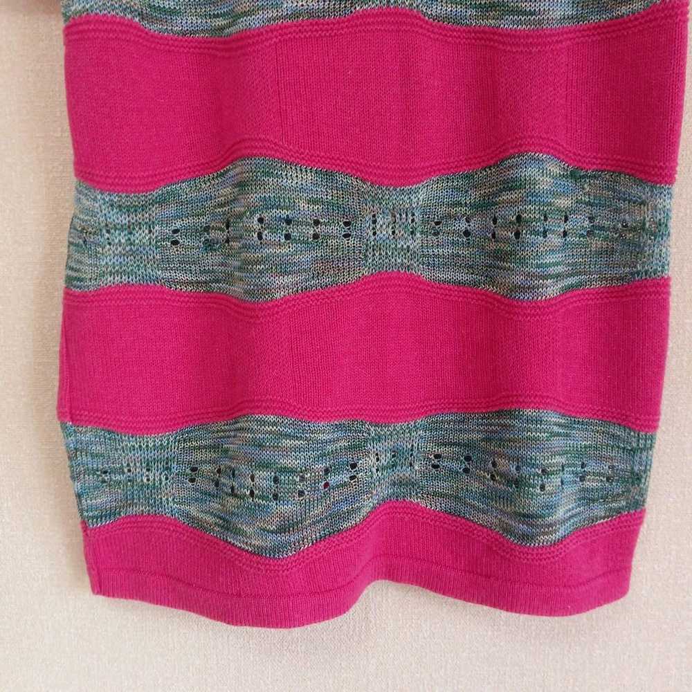 Caroll ELEGANCE Short-Sleeve Knit Pink Blue Borde… - image 7