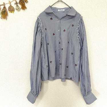 【Olive des Olive】FREE Shirt Blouse Stripe Balloon… - image 1