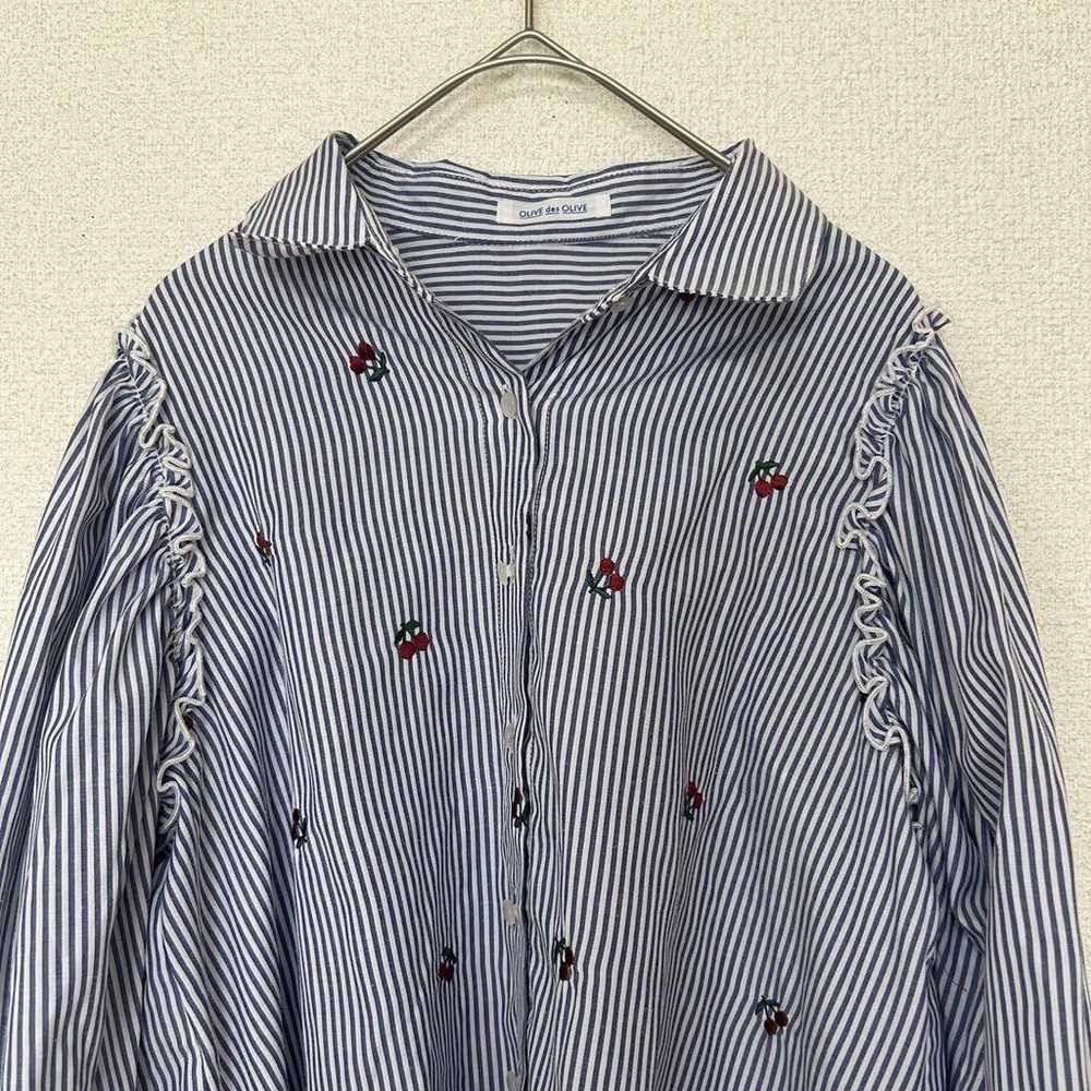 【Olive des Olive】FREE Shirt Blouse Stripe Balloon… - image 3