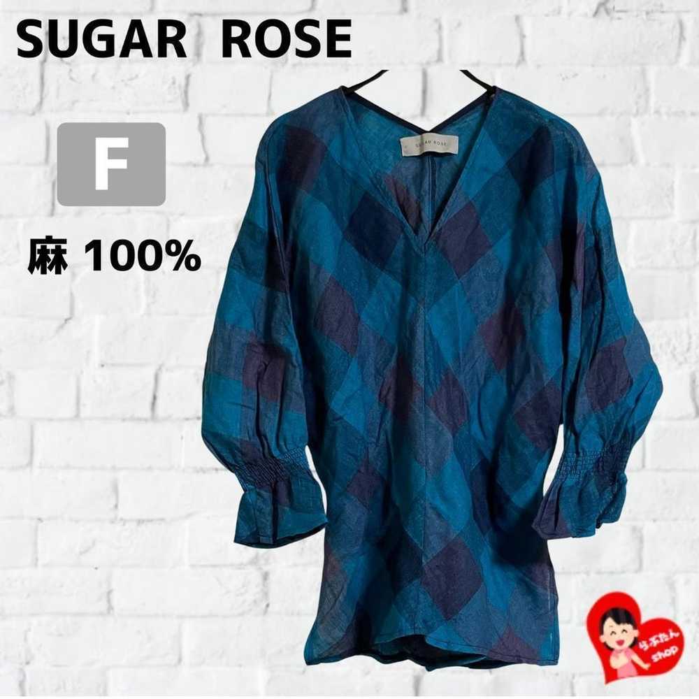 ❤Sugar Rose Hemp 100% Blouse Shirt Check Free Siz… - image 1