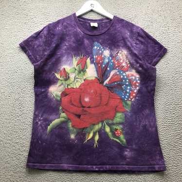 Vintage The Mountain Roses Flower Butterfly T-Shi… - image 1