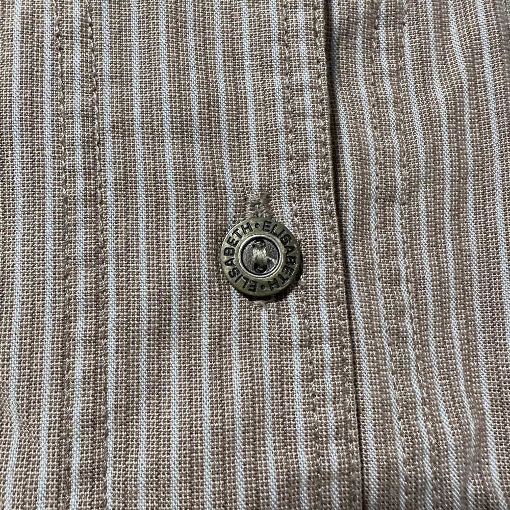 Vintage Elisabeth Tan Striped Button Front Cotton… - image 6