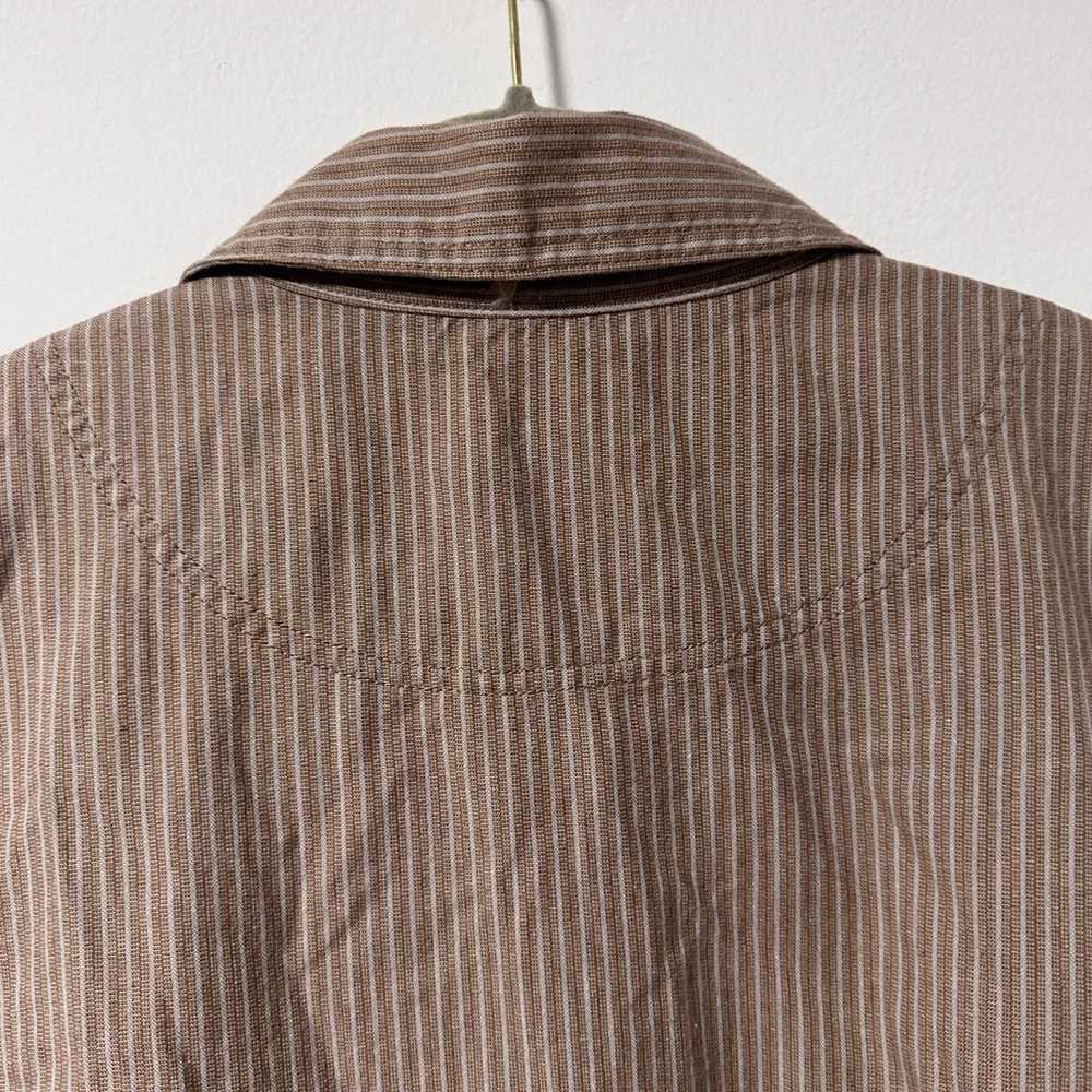 Vintage Elisabeth Tan Striped Button Front Cotton… - image 8