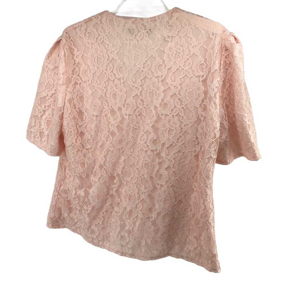 Lady Blair Vintage Peach Faux Pearl Button Blouse… - image 2