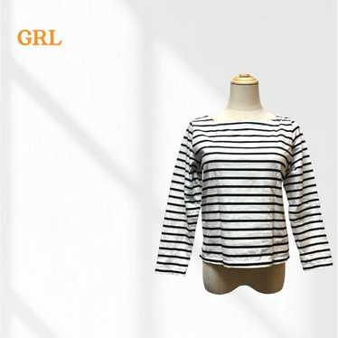 GRL〛Grail〛・T-shirt ・F ・Border ・Boat neck ・Long-sl… - image 1