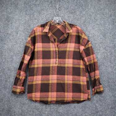 Prana Womens Small Brown Plaid Flannel Dante Top … - image 1