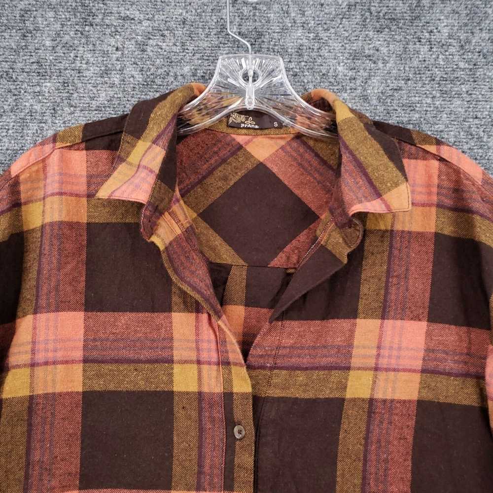 Prana Womens Small Brown Plaid Flannel Dante Top … - image 3