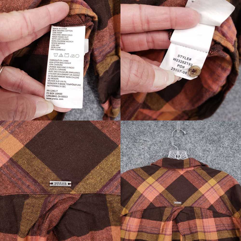 Prana Womens Small Brown Plaid Flannel Dante Top … - image 8