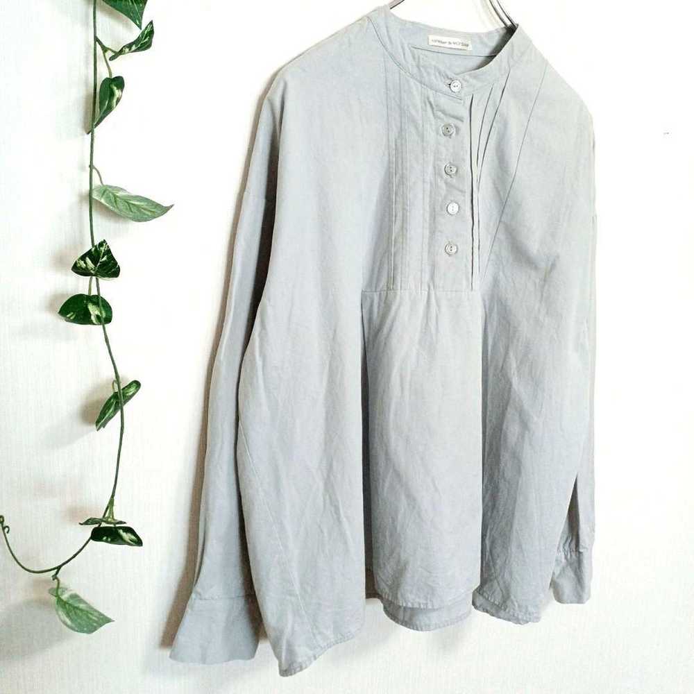 a1431 [Nice Clap] Long Sleeve Blouse Cotton Overs… - image 2