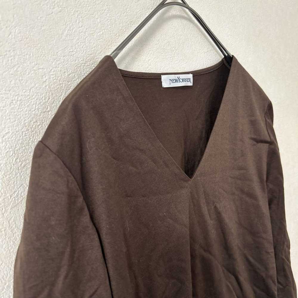 NEWYORKER blouse, V-neck, size M, brown color, pl… - image 4