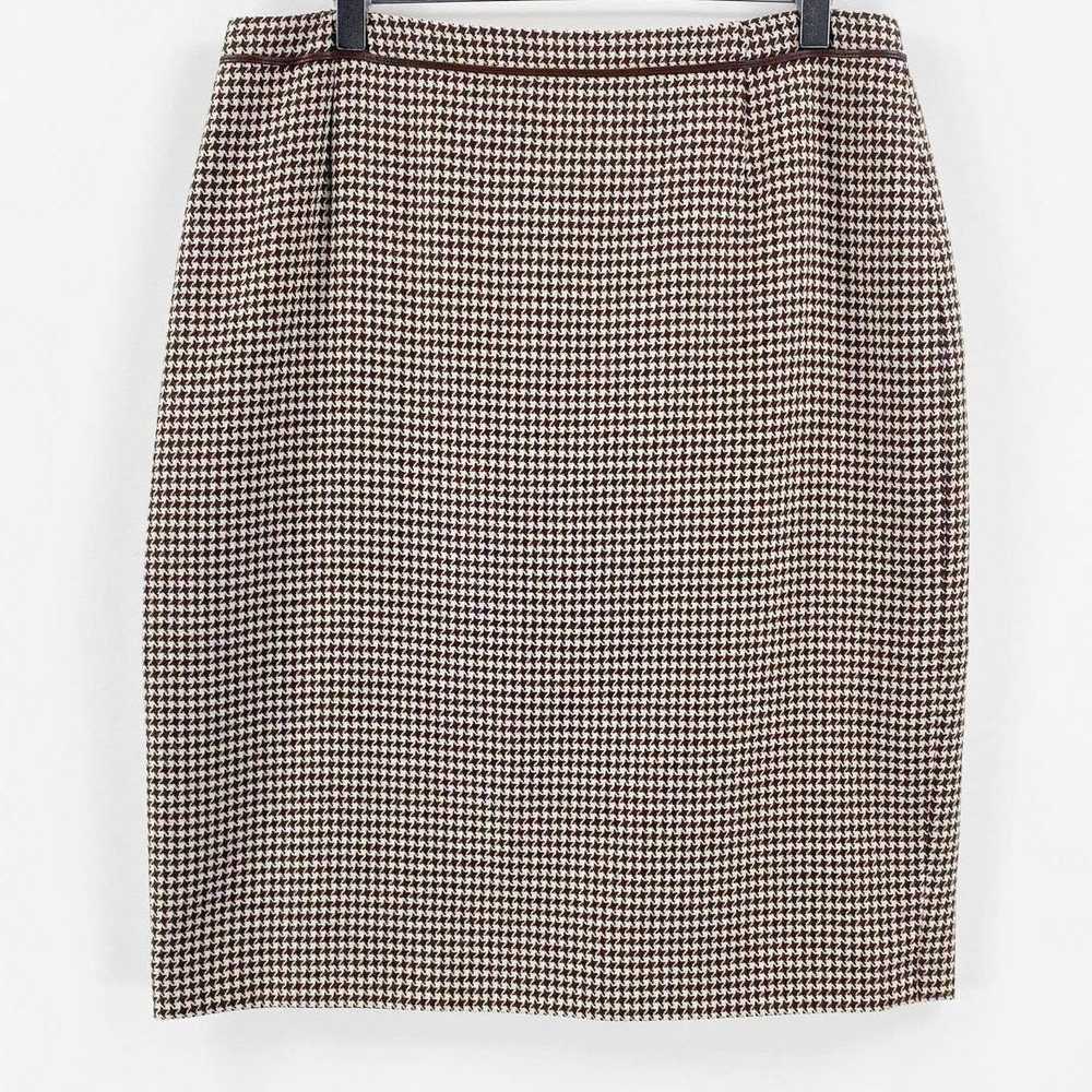 Escada ESCADA Vintage Brown Houndstooth Pencil Mi… - image 1