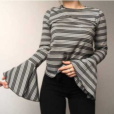 Zara striped bell sleeve long sleeve