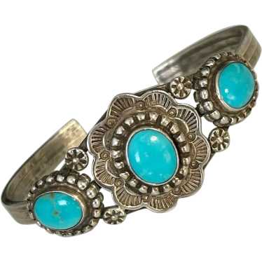 Antique Sterling Turquoise Cuff/Signed