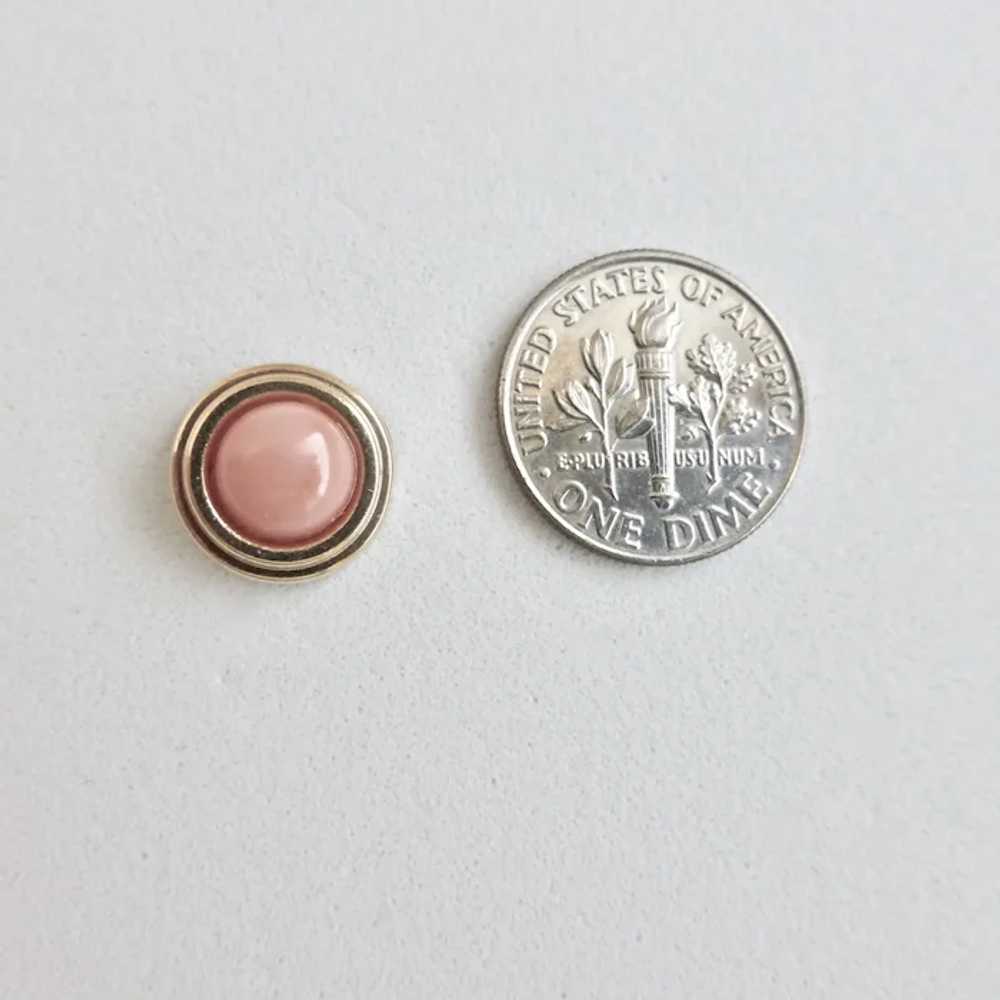 14K Yellow Gold Natural Pink Coral Stud Earrings - image 8