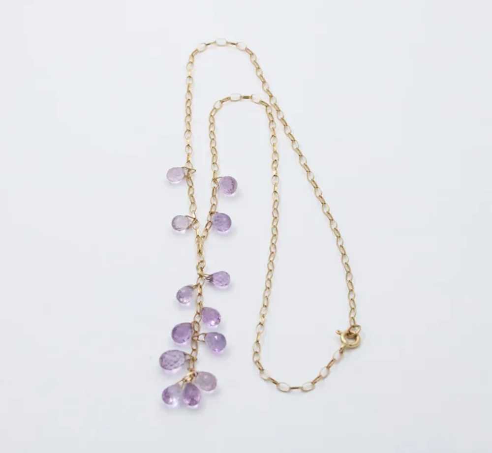 Vintage Amethyst 14K Yellow Gold Droplet Necklace - image 6