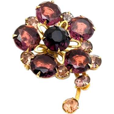 Amethyst Purple Rhinestone Brooch