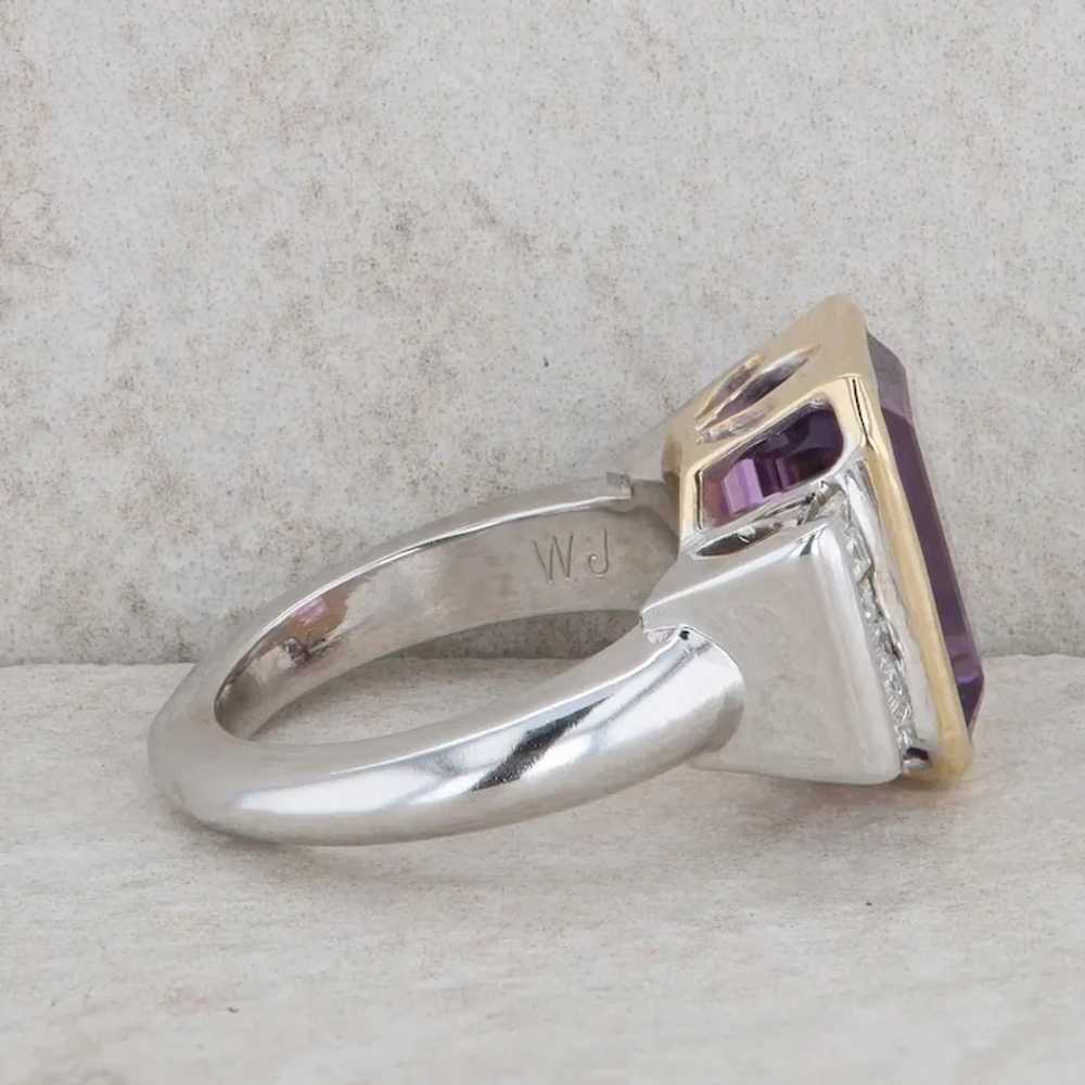 14k Yellow and White Gold Amethyst and Diamond Ri… - image 4