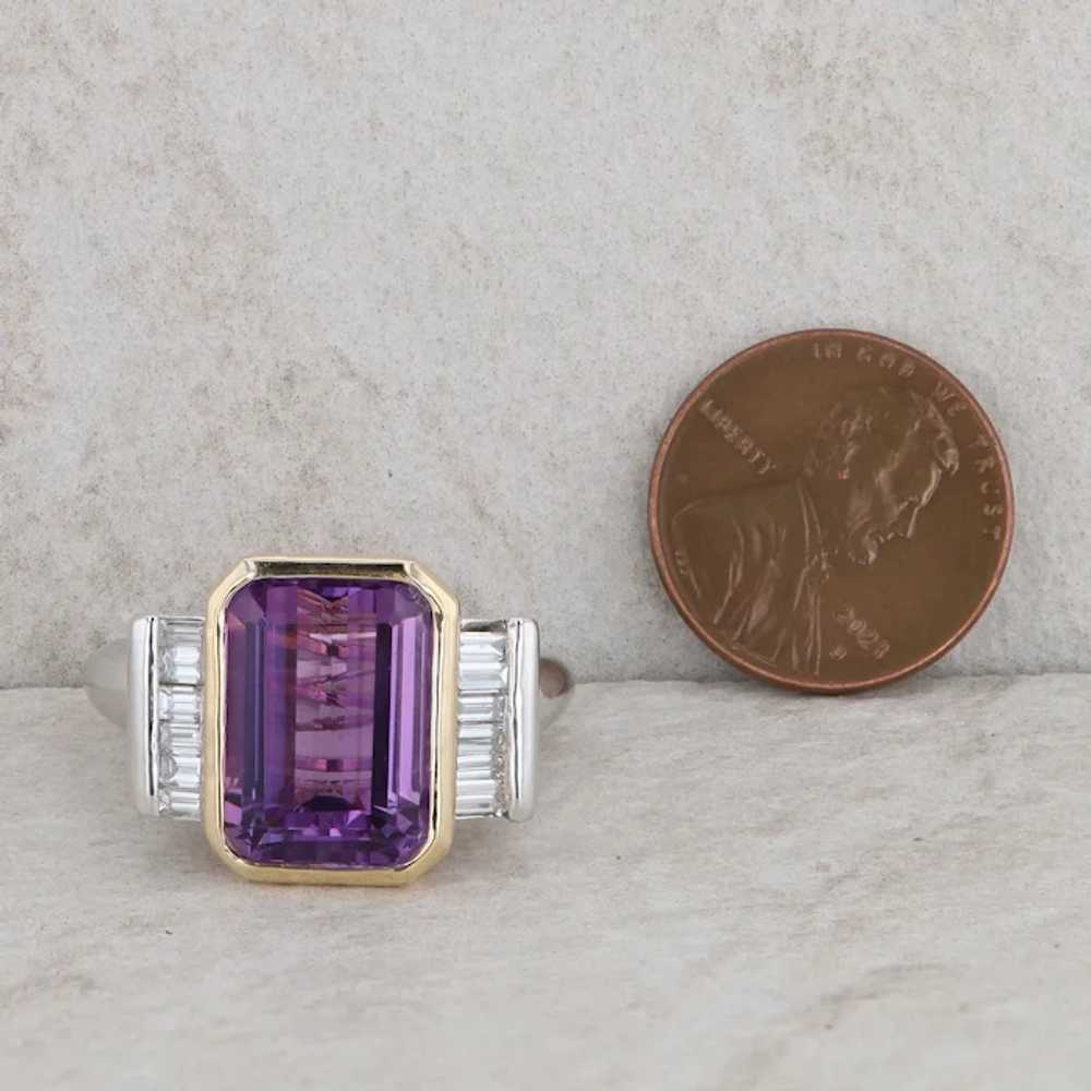 14k Yellow and White Gold Amethyst and Diamond Ri… - image 7