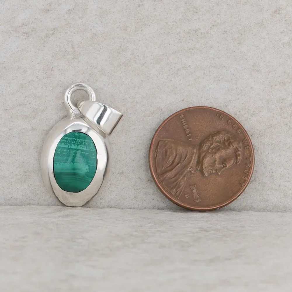 Sterling Silver Malachite Oval Pendant - image 3