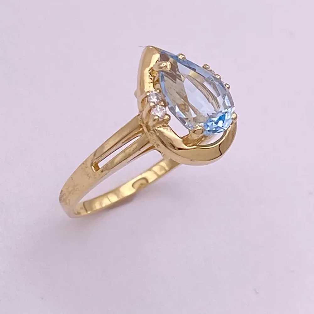 Pear Cut Sky Blue Topaz and Diamond Ring 2.32 Car… - image 6