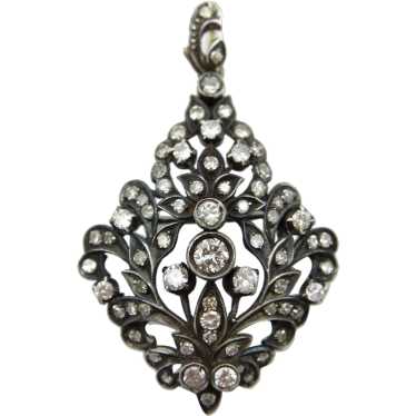 Late Victorian Sterling Silver and 12K Gold Diamo… - image 1