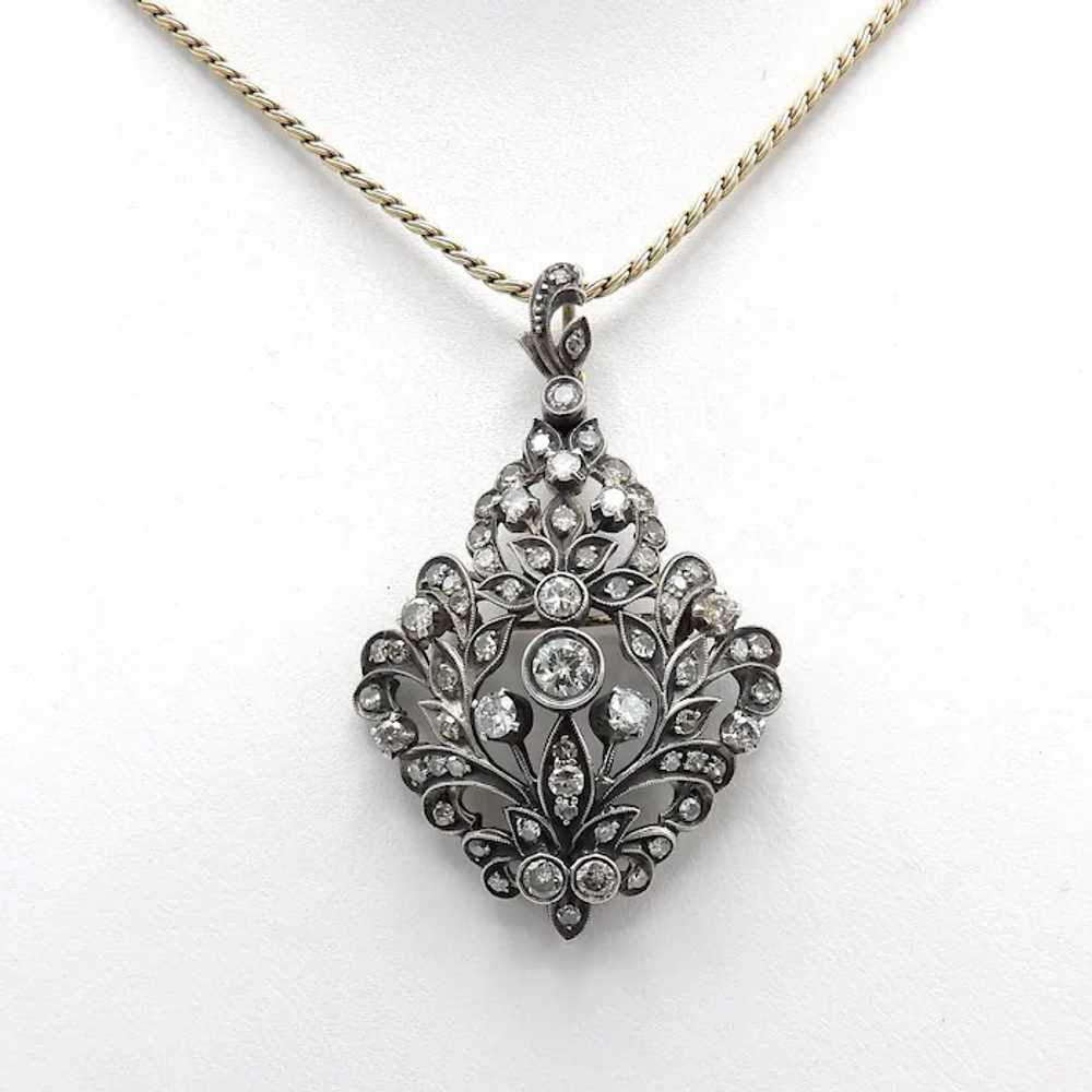 Late Victorian Sterling Silver and 12K Gold Diamo… - image 3