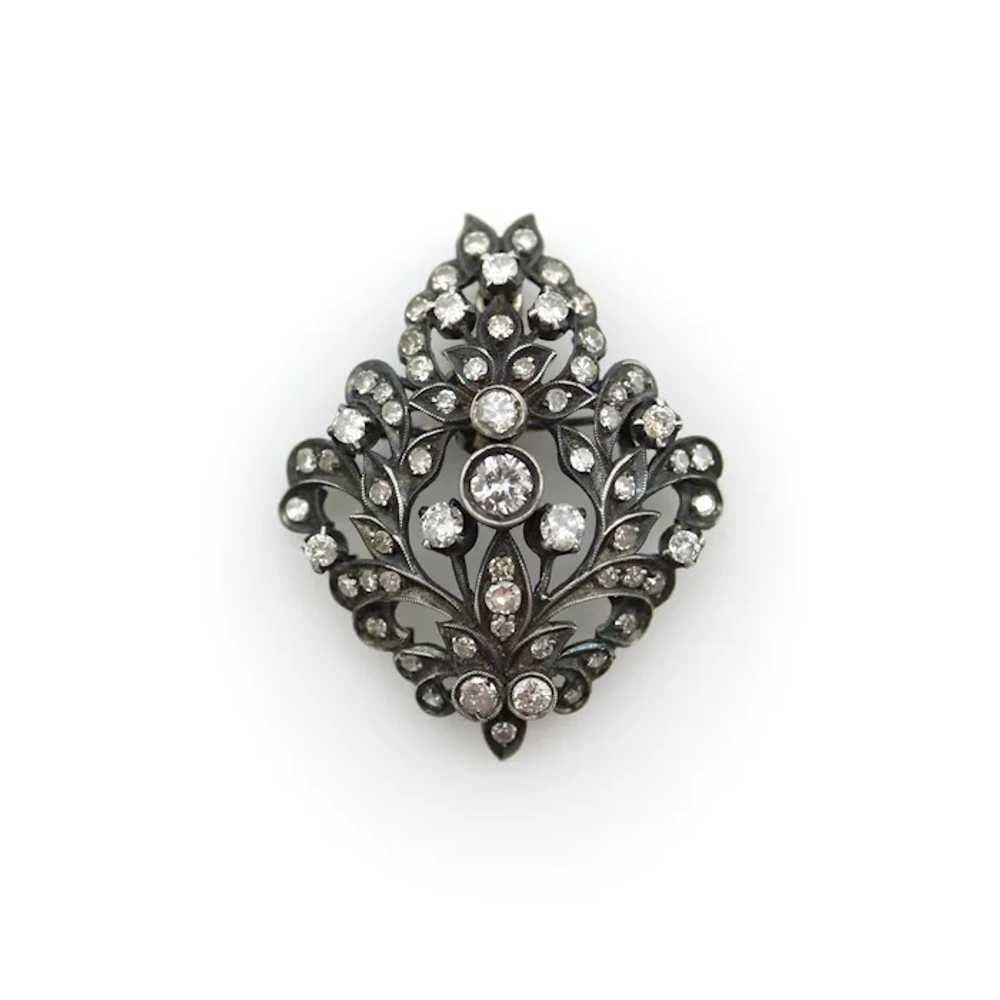 Late Victorian Sterling Silver and 12K Gold Diamo… - image 4