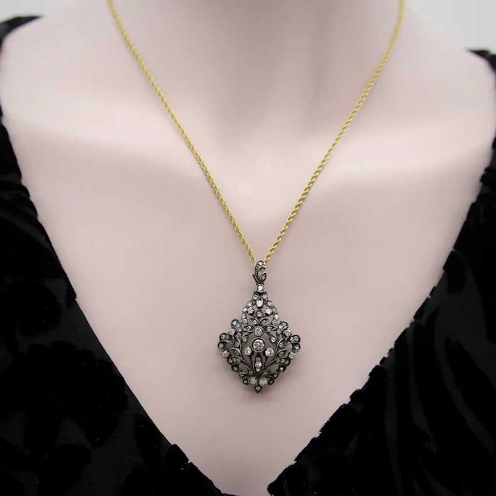 Late Victorian Sterling Silver and 12K Gold Diamo… - image 5