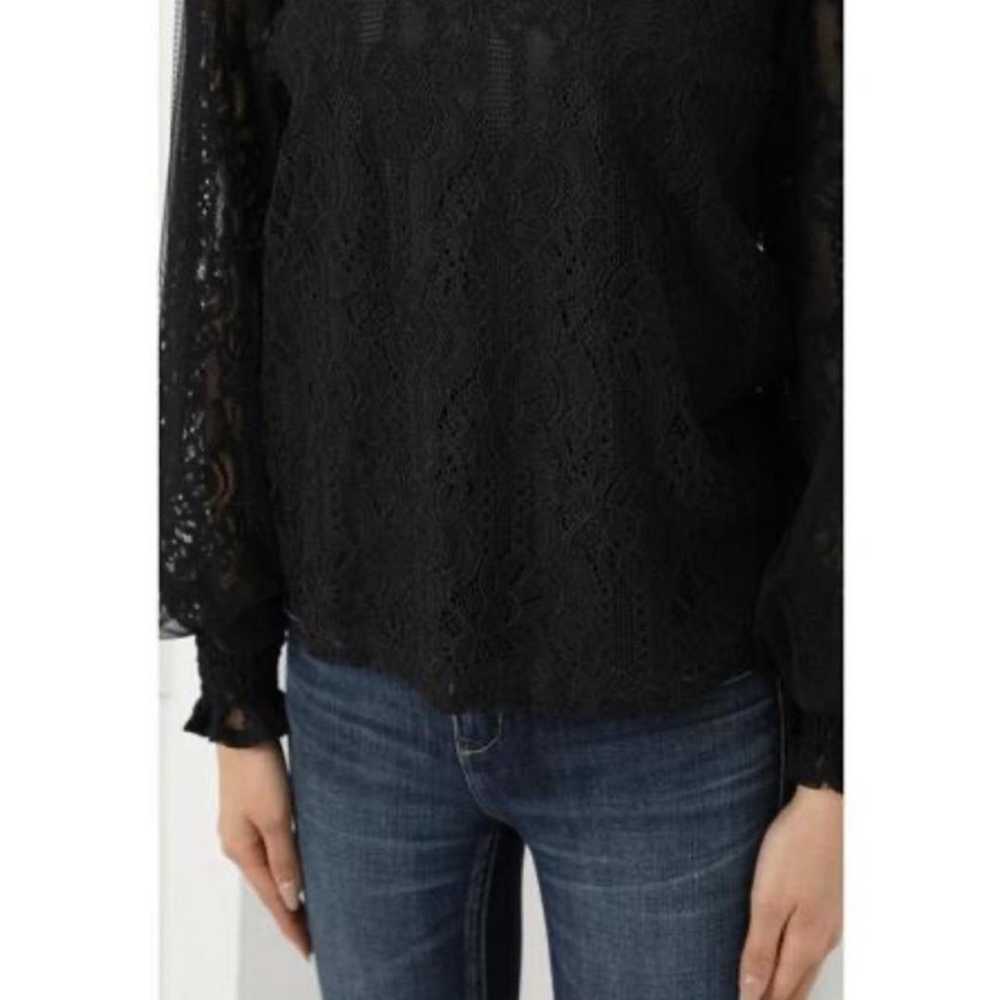 Lienda Blouse Lace Long Sleeve Black High Neck Fr… - image 7