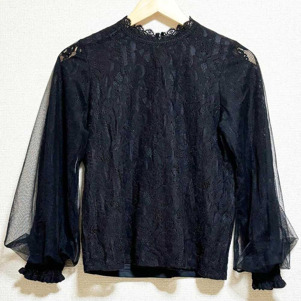 Lienda Blouse Lace Long Sleeve Black High Neck Fr… - image 8