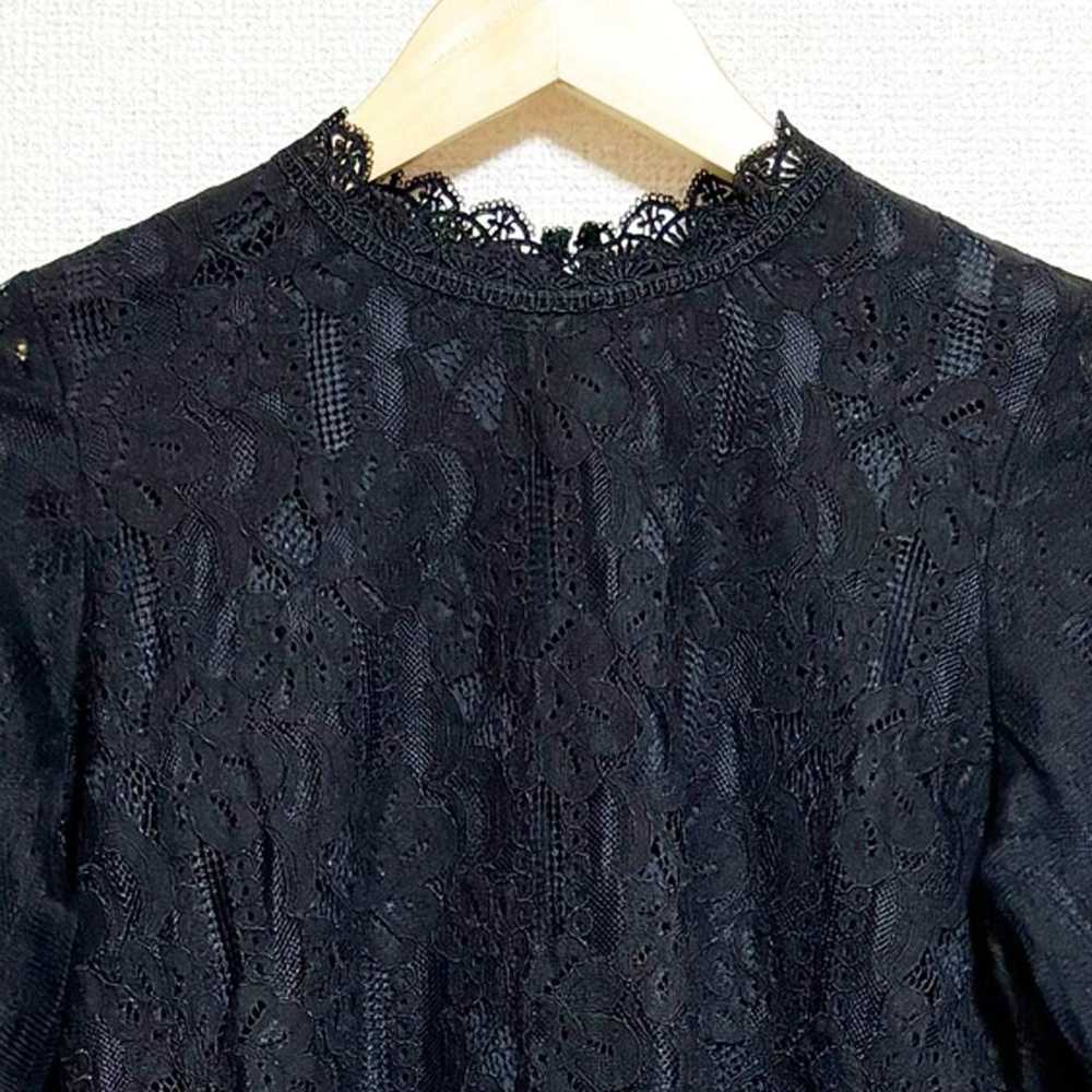 Lienda Blouse Lace Long Sleeve Black High Neck Fr… - image 9