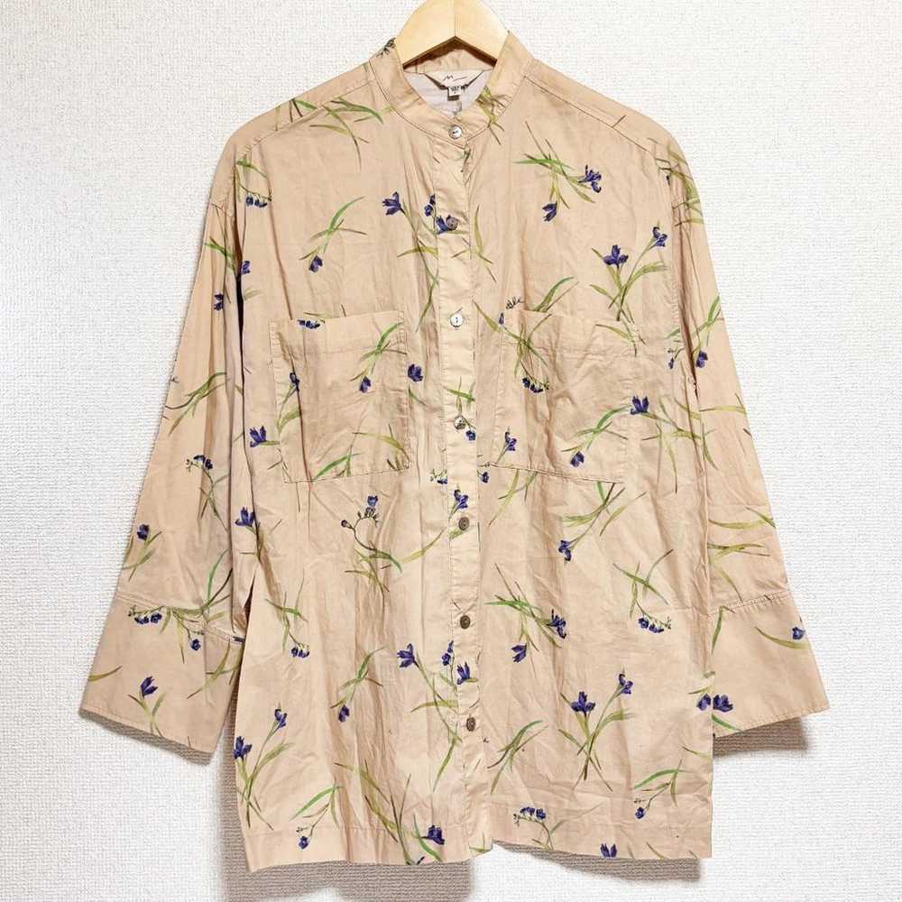 M_ M underscore blouse long sleeve beige floral b… - image 2