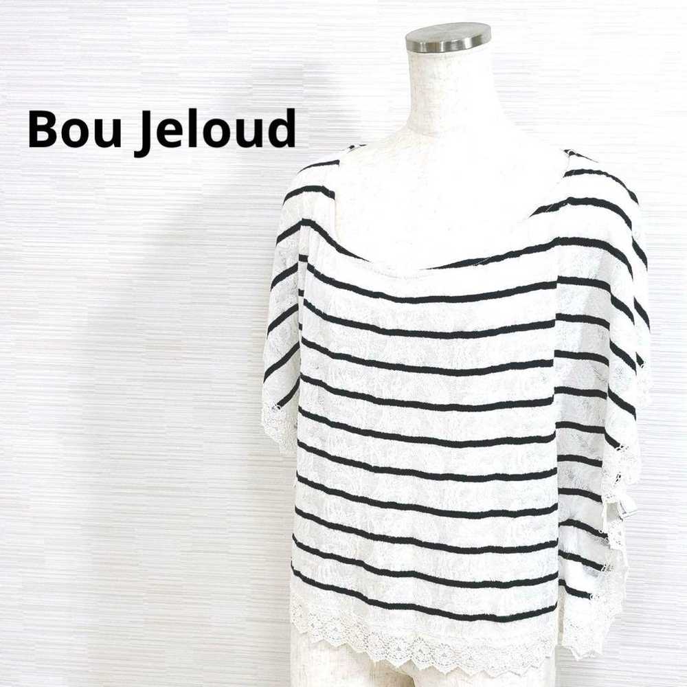 ★Bou Jeloud T-shirt F Border Cotton Blend Black W… - image 1