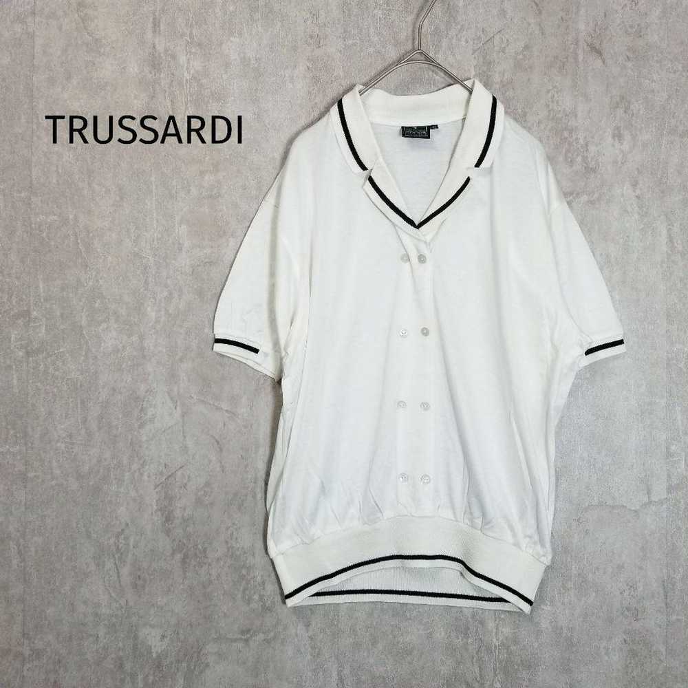 Trussardi【42】Men's Polo Shirt White Short Sleeve … - image 1