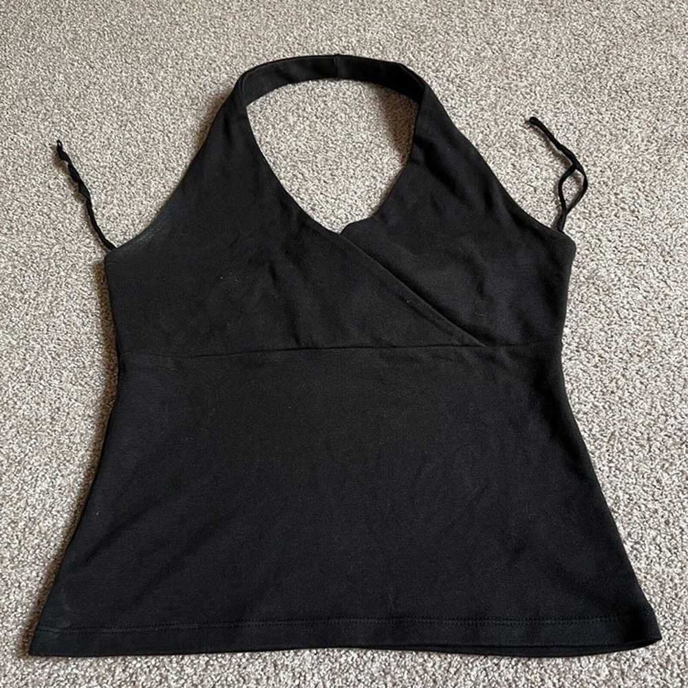 Vintage 90s Y2K No Boundaries Black Crop Halter T… - image 1