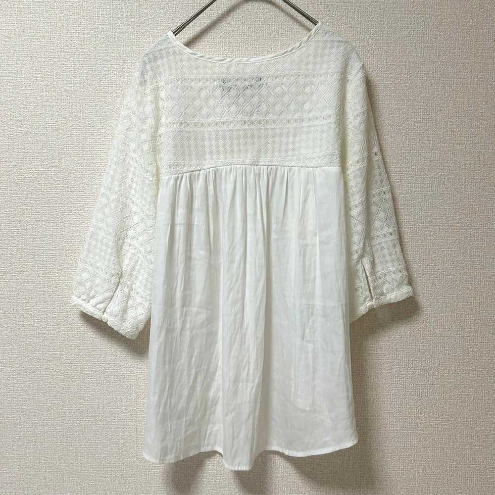 【nano UNIVERSE】Tops Blouse Lace Embroidery Ribbon - image 4