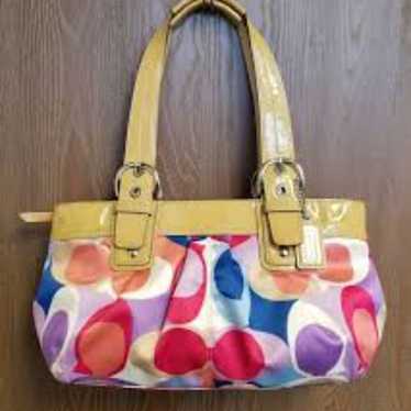 バッグ Coach Soho Tote Bag Signature Multicolor Coach soho pleated sateen - Gem