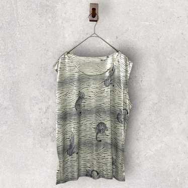 Animal tank top vintage cat t-shirt unique materi… - image 1