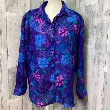 Bon Worth Petite Large Long Sleeve Floral Paisley… - image 1